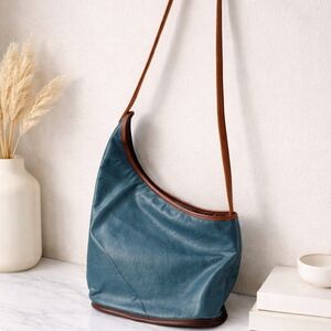 Altai Teal Leather Hobo Shoulder Bag Made in USA